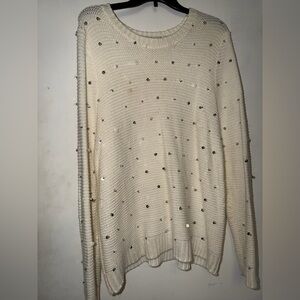 Liz Claiborne Cream Sweater with Sequins